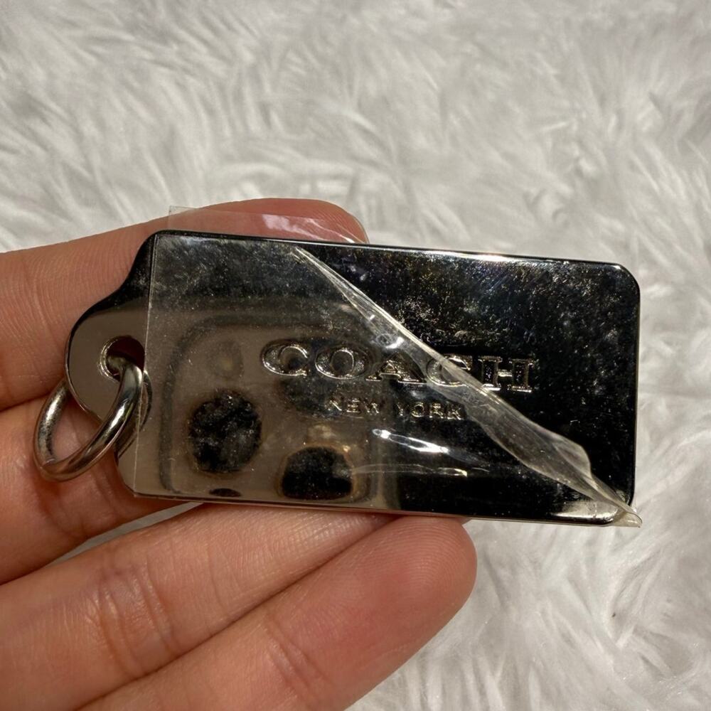 2" COACH Silver Metal Fob Bag Charm Hang tag Hangtag